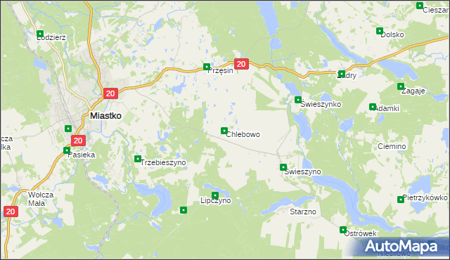 mapa Chlebowo gmina Miastko, Chlebowo gmina Miastko na mapie Targeo