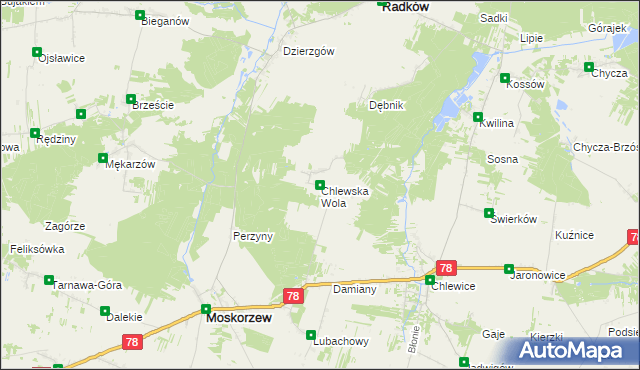 mapa Chlewska Wola, Chlewska Wola na mapie Targeo