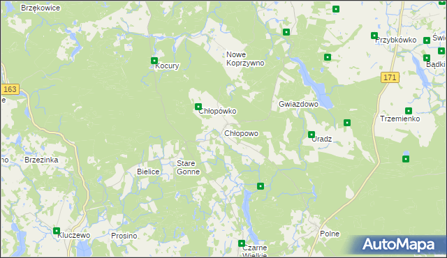 mapa Chłopowo gmina Barwice, Chłopowo gmina Barwice na mapie Targeo