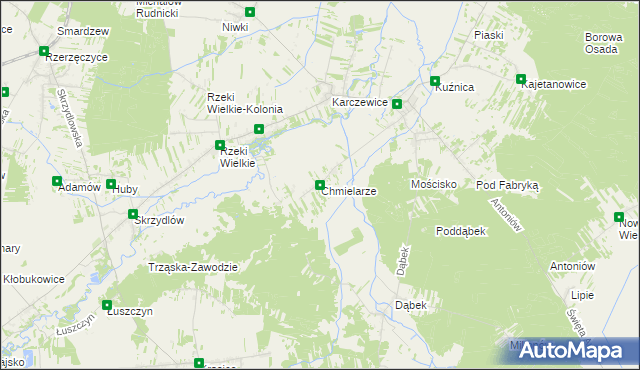 mapa Chmielarze gmina Kłomnice, Chmielarze gmina Kłomnice na mapie Targeo