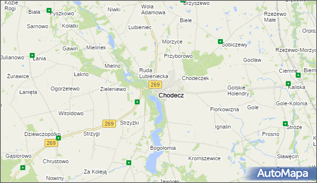 mapa Chodecz powiat włocławski, Chodecz powiat włocławski na mapie Targeo