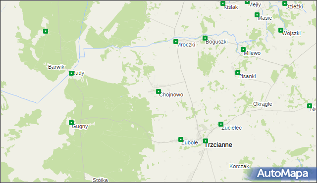 mapa Chojnowo gmina Trzcianne, Chojnowo gmina Trzcianne na mapie Targeo