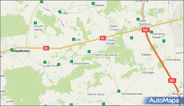 mapa Chojny-Naruszczki, Chojny-Naruszczki na mapie Targeo