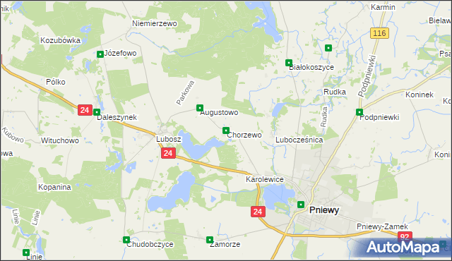 mapa Chorzewo gmina Kwilcz, Chorzewo gmina Kwilcz na mapie Targeo