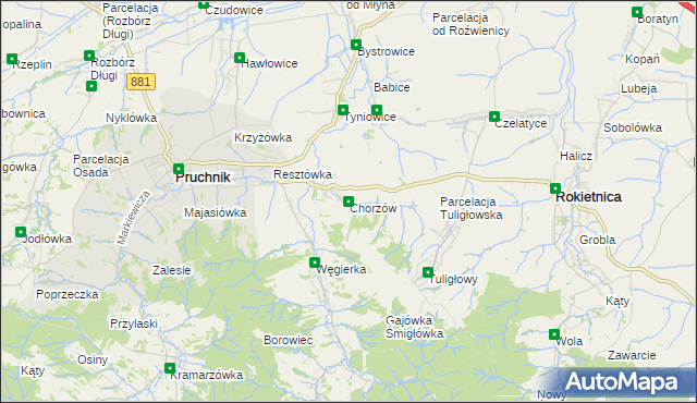 mapa Chorzów gmina Roźwienica, Chorzów gmina Roźwienica na mapie Targeo