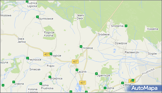 mapa Chrzelice, Chrzelice na mapie Targeo