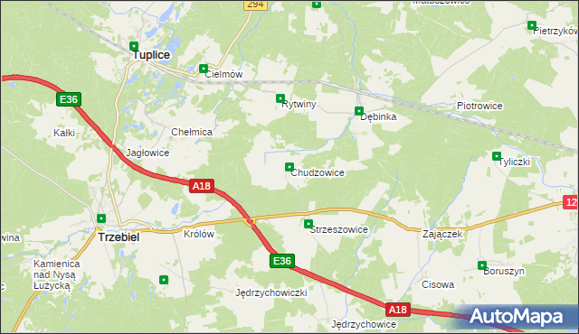 mapa Chudzowice, Chudzowice na mapie Targeo