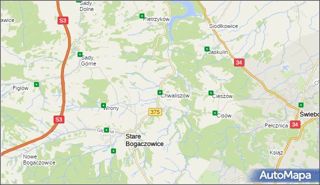 mapa Chwaliszów, Chwaliszów na mapie Targeo