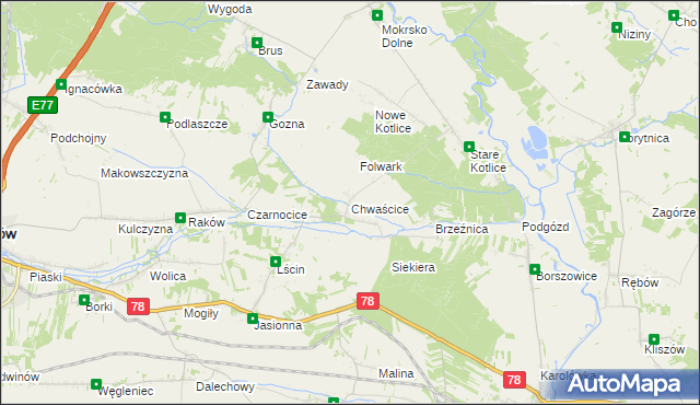 mapa Chwaścice, Chwaścice na mapie Targeo