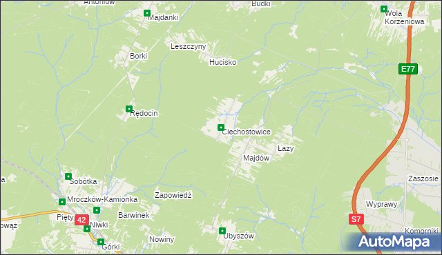 mapa Ciechostowice, Ciechostowice na mapie Targeo