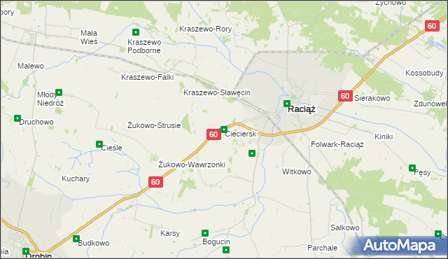 mapa Cieciersk, Cieciersk na mapie Targeo