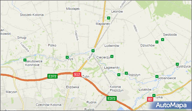mapa Ciecierzyn gmina Niemce, Ciecierzyn gmina Niemce na mapie Targeo