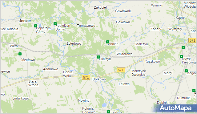 mapa Cieksyn, Cieksyn na mapie Targeo