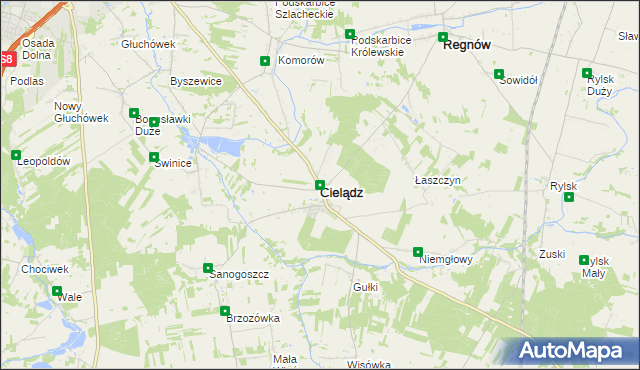 mapa Cielądz, Cielądz na mapie Targeo