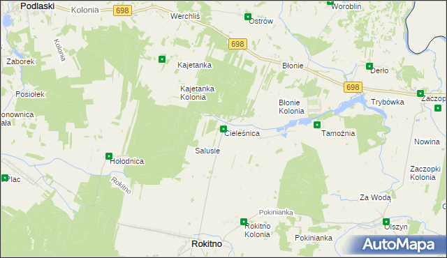 mapa Cieleśnica, Cieleśnica na mapie Targeo