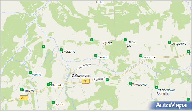 mapa Ciemino gmina Główczyce, Ciemino gmina Główczyce na mapie Targeo