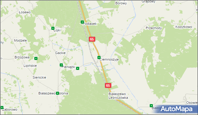 mapa Ciemnoszyje, Ciemnoszyje na mapie Targeo