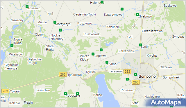 mapa Ciepłowo, Ciepłowo na mapie Targeo