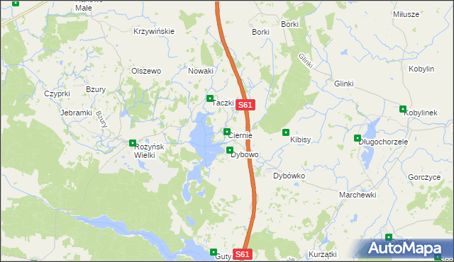 mapa Ciernie gmina Prostki, Ciernie gmina Prostki na mapie Targeo