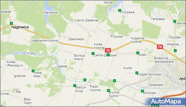 mapa Cierno-Zaszosie, Cierno-Zaszosie na mapie Targeo