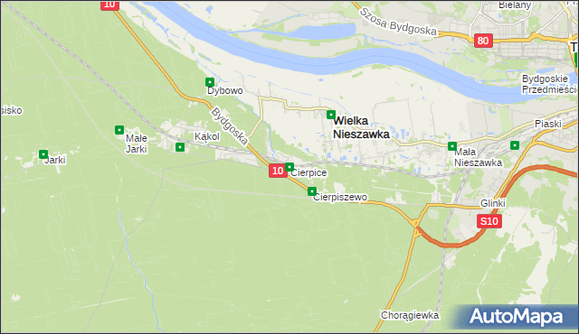 mapa Cierpice gmina Wielka Nieszawka, Cierpice gmina Wielka Nieszawka na mapie Targeo