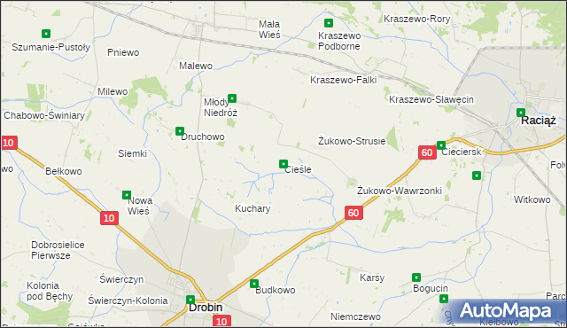 mapa Cieśle gmina Drobin, Cieśle gmina Drobin na mapie Targeo