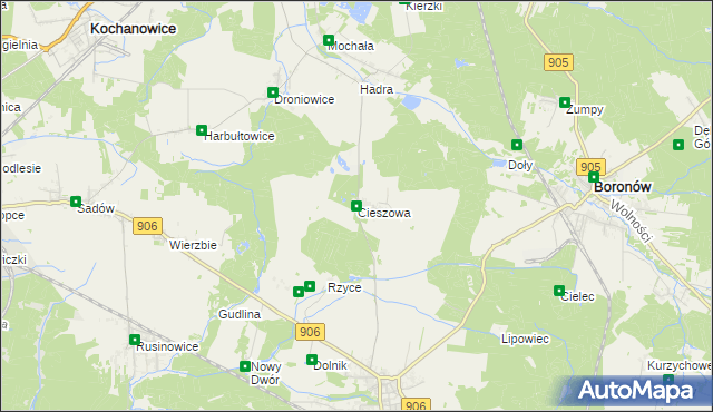 mapa Cieszowa, Cieszowa na mapie Targeo