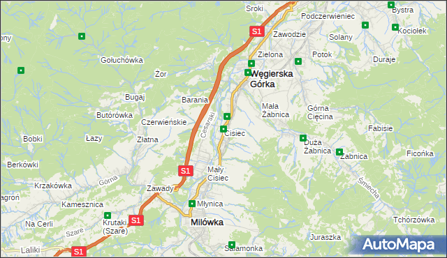 mapa Cisiec, Cisiec na mapie Targeo