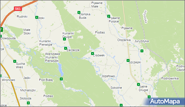 mapa Cisówek gmina Nowinka, Cisówek gmina Nowinka na mapie Targeo