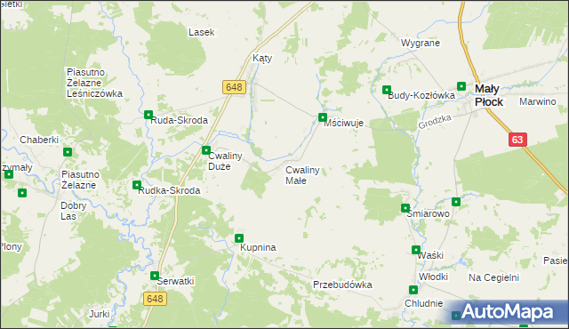 mapa Cwaliny Małe, Cwaliny Małe na mapie Targeo