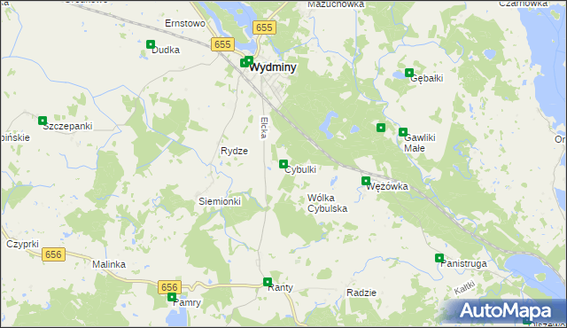 mapa Cybulki, Cybulki na mapie Targeo