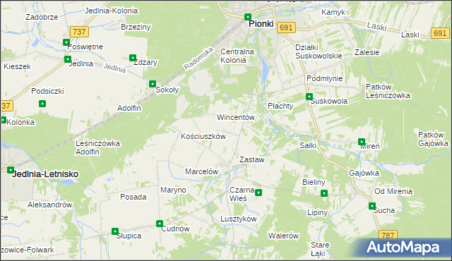 mapa Czarna Kolonia, Czarna Kolonia na mapie Targeo