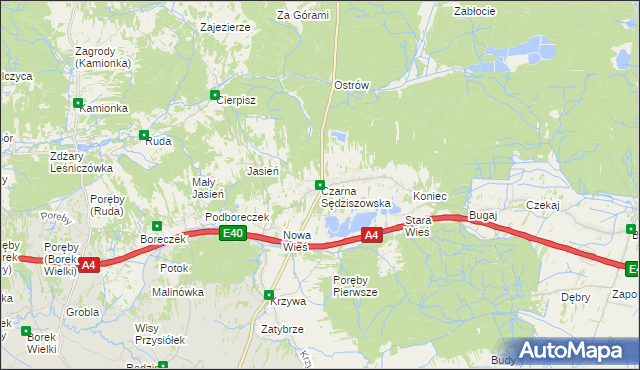 mapa Czarna Sędziszowska, Czarna Sędziszowska na mapie Targeo