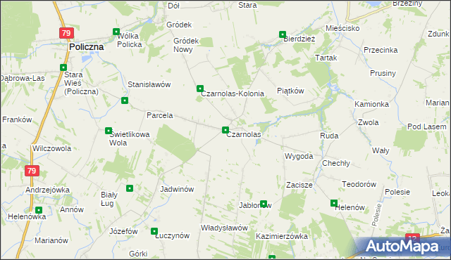 mapa Czarnolas gmina Policzna, Czarnolas gmina Policzna na mapie Targeo