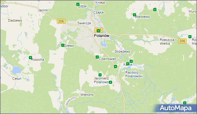 mapa Czarnowiec gmina Polanów, Czarnowiec gmina Polanów na mapie Targeo