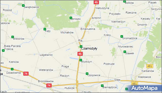 mapa Czarnożyły, Czarnożyły na mapie Targeo