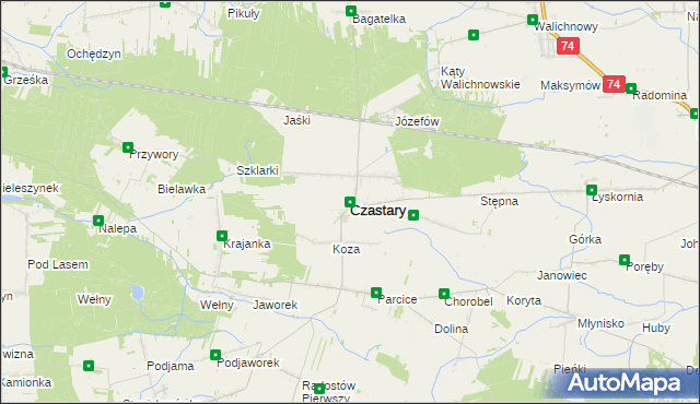 mapa Czastary, Czastary na mapie Targeo