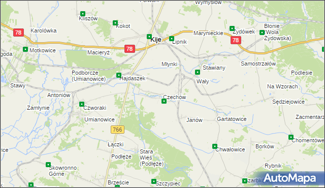 mapa Czechów gmina Kije, Czechów gmina Kije na mapie Targeo