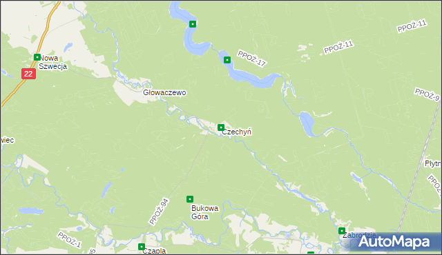 mapa Czechyń, Czechyń na mapie Targeo