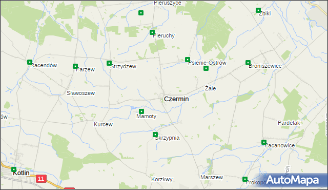 mapa Czermin powiat pleszewski, Czermin powiat pleszewski na mapie Targeo