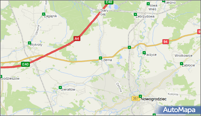 mapa Czerna gmina Nowogrodziec, Czerna gmina Nowogrodziec na mapie Targeo