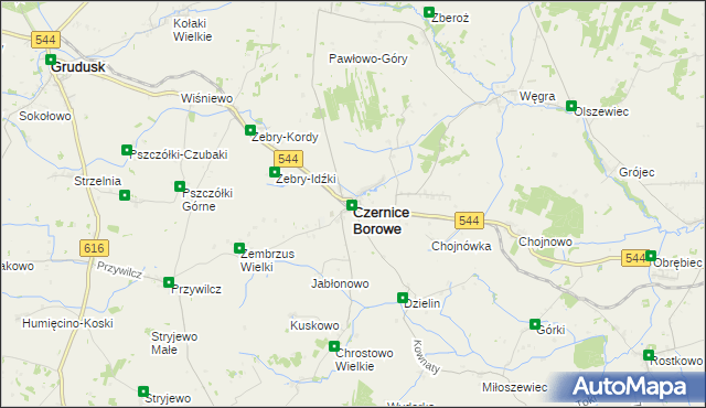 mapa Czernice Borowe, Czernice Borowe na mapie Targeo