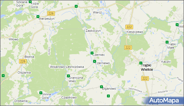 mapa Czerniec gmina Trąbki Wielkie, Czerniec gmina Trąbki Wielkie na mapie Targeo