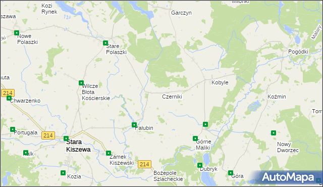 mapa Czerniki gmina Stara Kiszewa, Czerniki gmina Stara Kiszewa na mapie Targeo