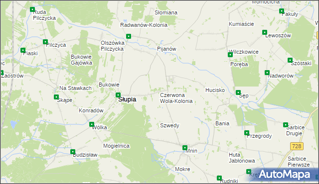 mapa Czerwona Wola-Kolonia, Czerwona Wola-Kolonia na mapie Targeo