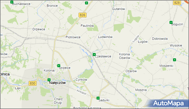 mapa Czesławice gmina Nałęczów, Czesławice gmina Nałęczów na mapie Targeo