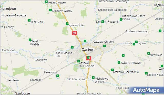 mapa Czyżew powiat wysokomazowiecki, Czyżew powiat wysokomazowiecki na mapie Targeo