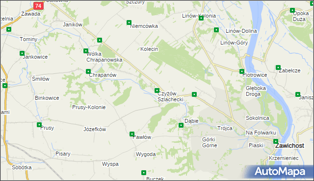 mapa Czyżów Szlachecki, Czyżów Szlachecki na mapie Targeo