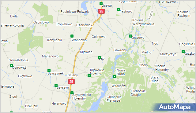 mapa Dąb gmina Skulsk, Dąb gmina Skulsk na mapie Targeo