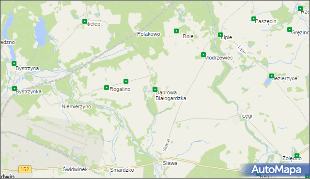 mapa Dąbrowa Białogardzka, Dąbrowa Białogardzka na mapie Targeo